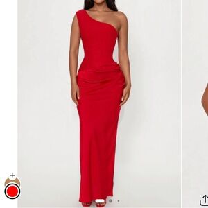 Fashion, nova, red bandage satin maxi dress